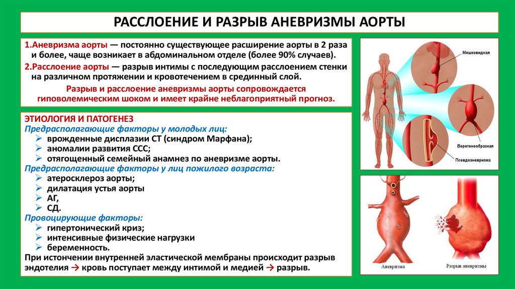 От чего бывает разрыв аорты. Аневризма грудного отдела аорты патогенез. Этиология расслаивающей аневризмы аорты. Расслаивающая аневризма аорты симптомы. Разрыв аневризма аорты.