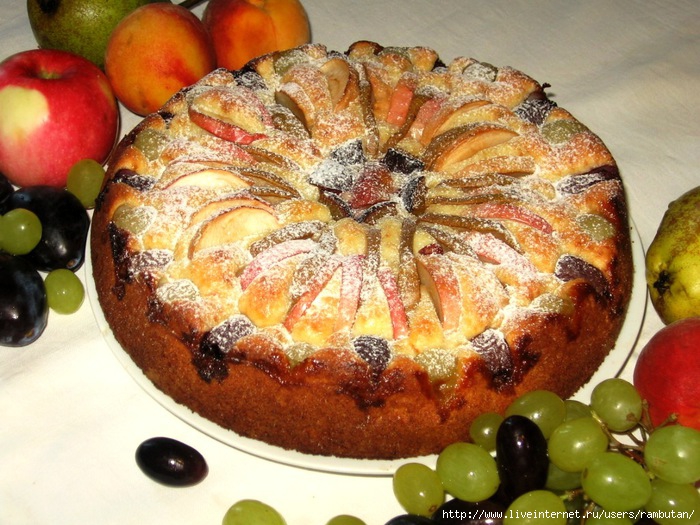 Быстрый пирог с фруктами в духовке